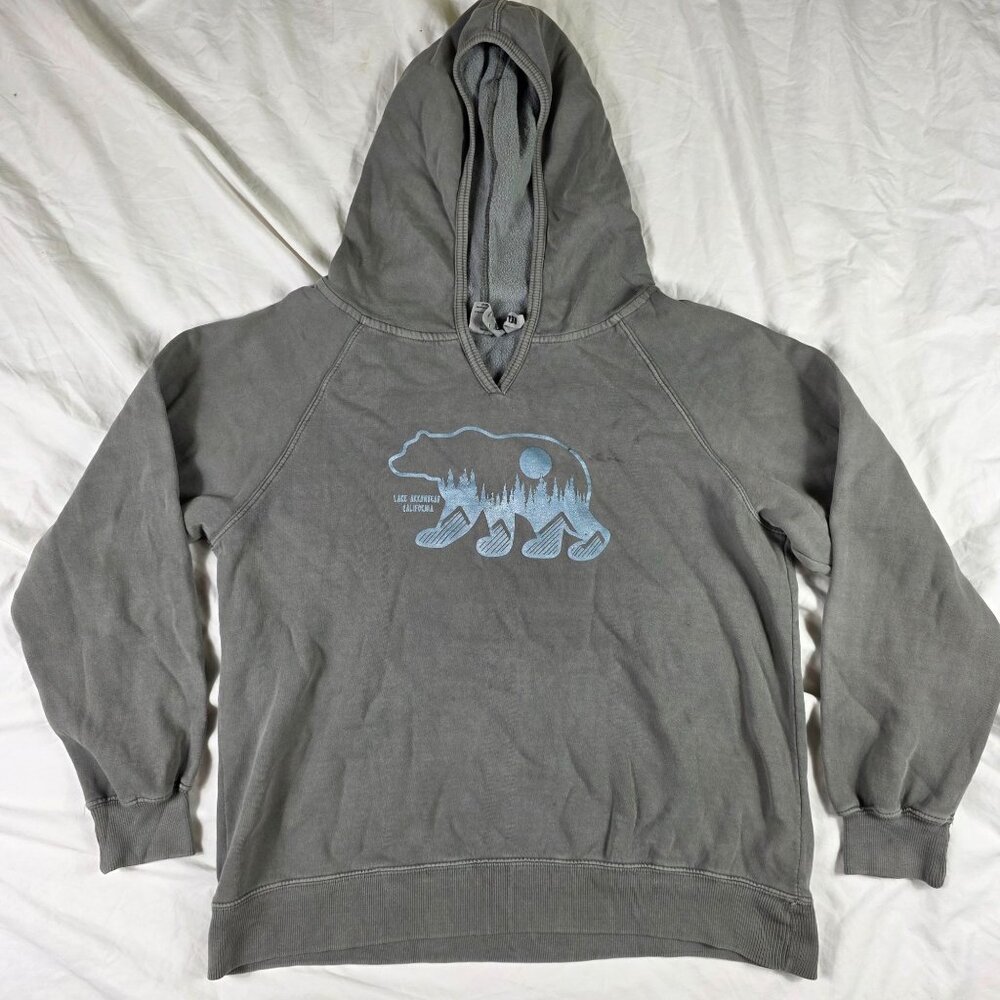 Coastal Color Relax Mens XL Gray Hoodie Bear Graphic Lake Arrowhead California